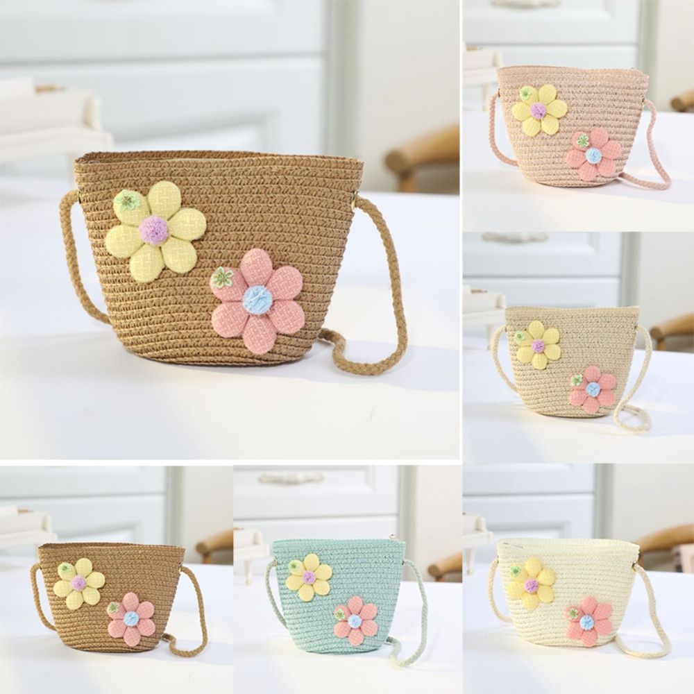 Flower Girl Basket - Handmade Woven Girl Flower Straw Bag