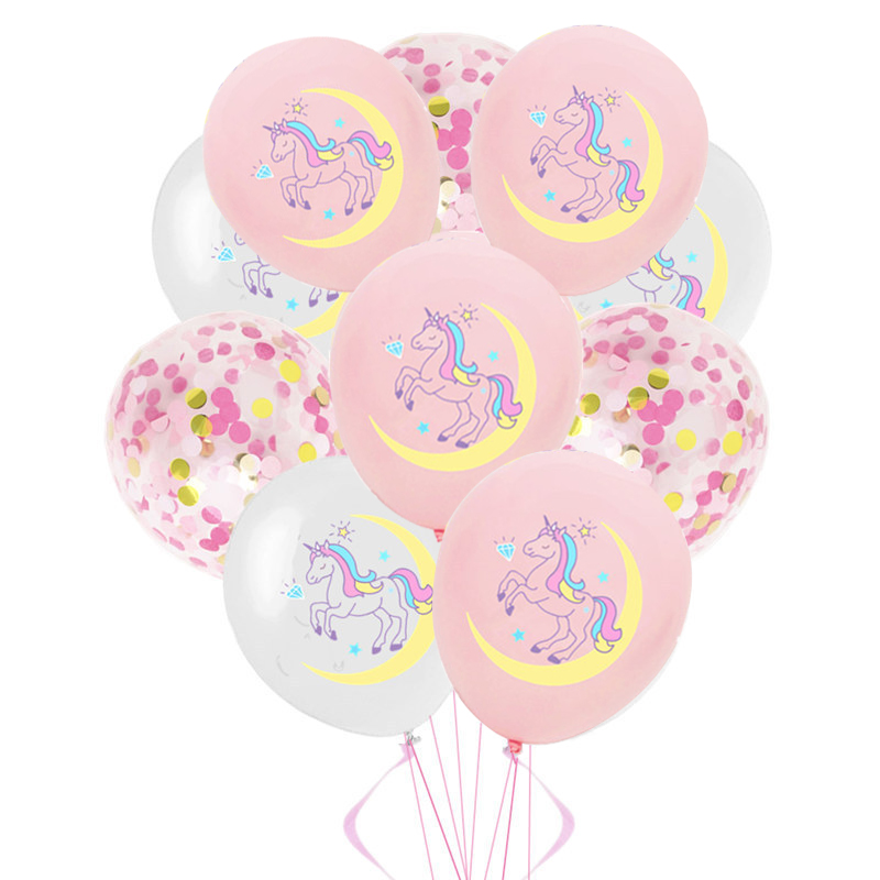 Confetti Balloon Set - 10pcs/lot Cartoon Unicorn Pink And Gray