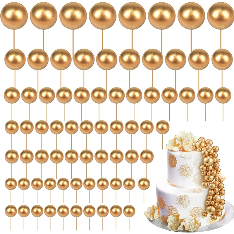 Confetti Balloon Set - 80 Pcs Gold Balls Cake Topper
