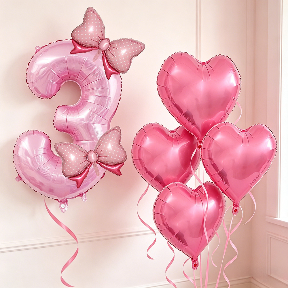 Pink Bow Party Decor Pink Bow  - Confetti Balloon Set 评论和价格