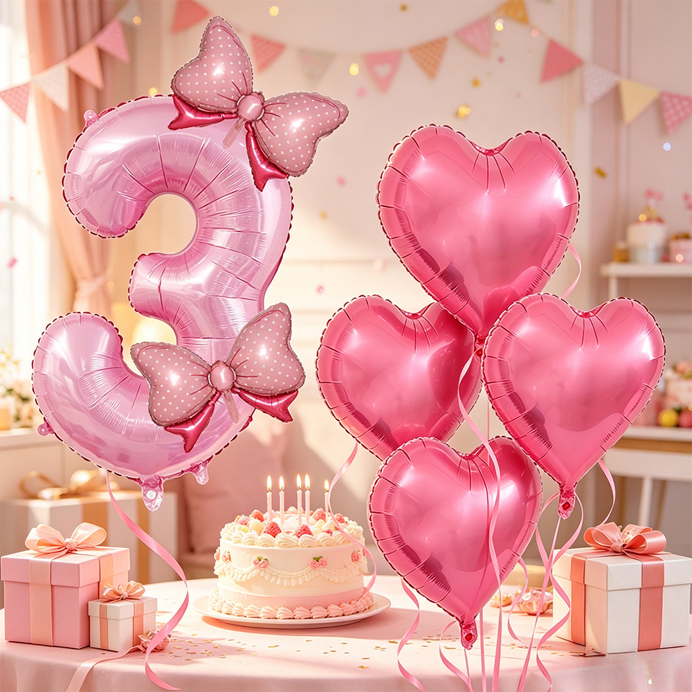 Pink Bow Party Decor Pink Bow  - Confetti Balloon Set 评论和价格
