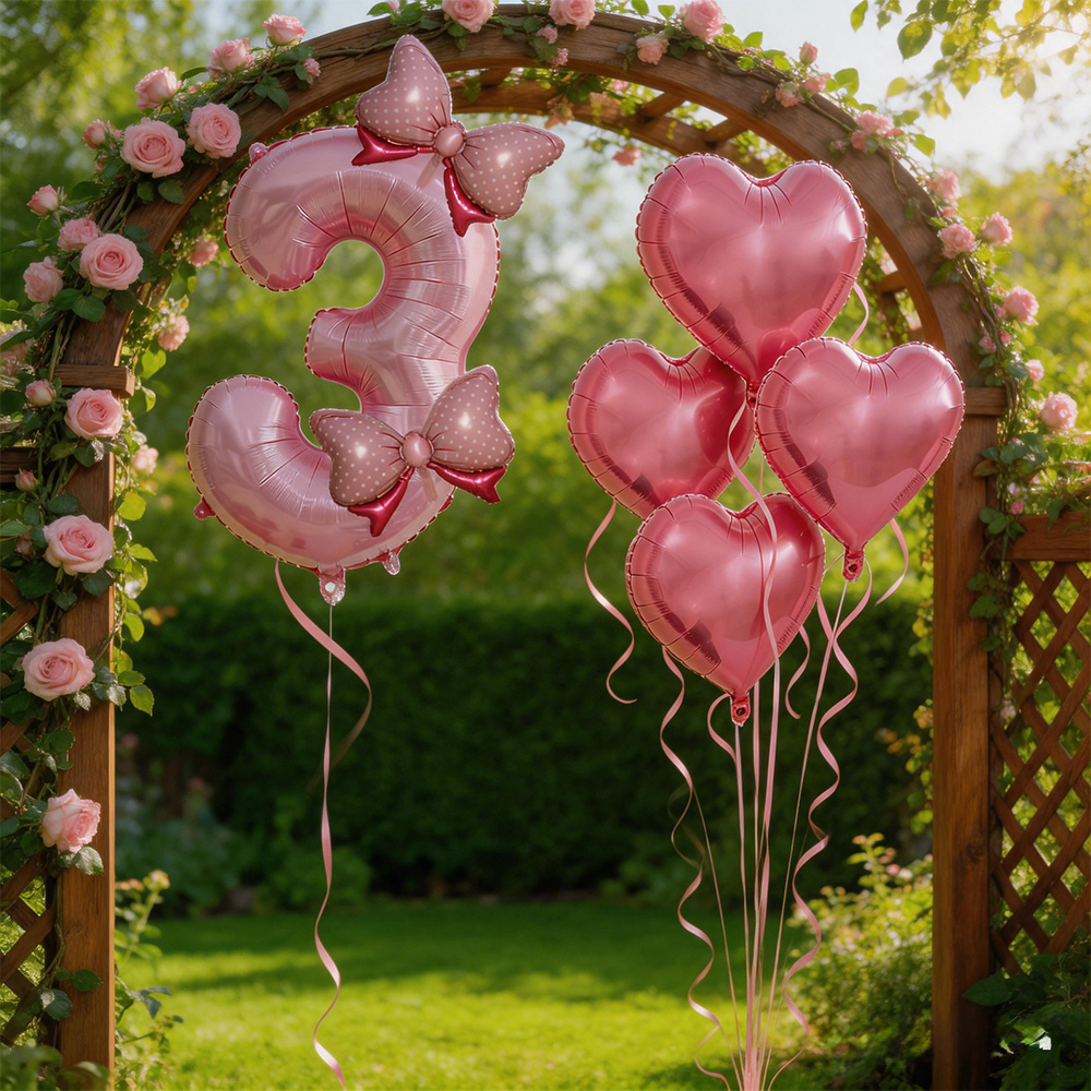 Pink Bow Party Decor Pink Bow  - Confetti Balloon Set 评论和价格