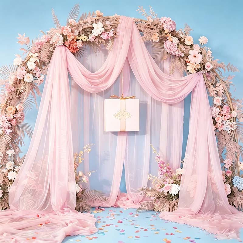 Soft Mist Light Pink Drape Tul - Wedding Balloon Arch 评论和价格