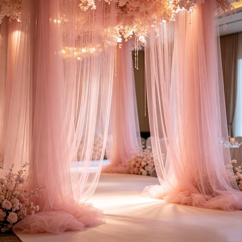 Light Pink Sheer Tulle Ceiling - Wedding Balloon Arch 评论和价格