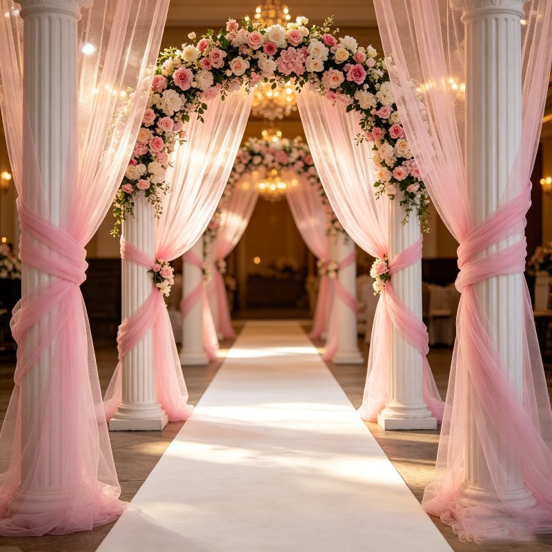 Light Pink Sheer Tulle Ceiling - Wedding Balloon Arch 评论和价格