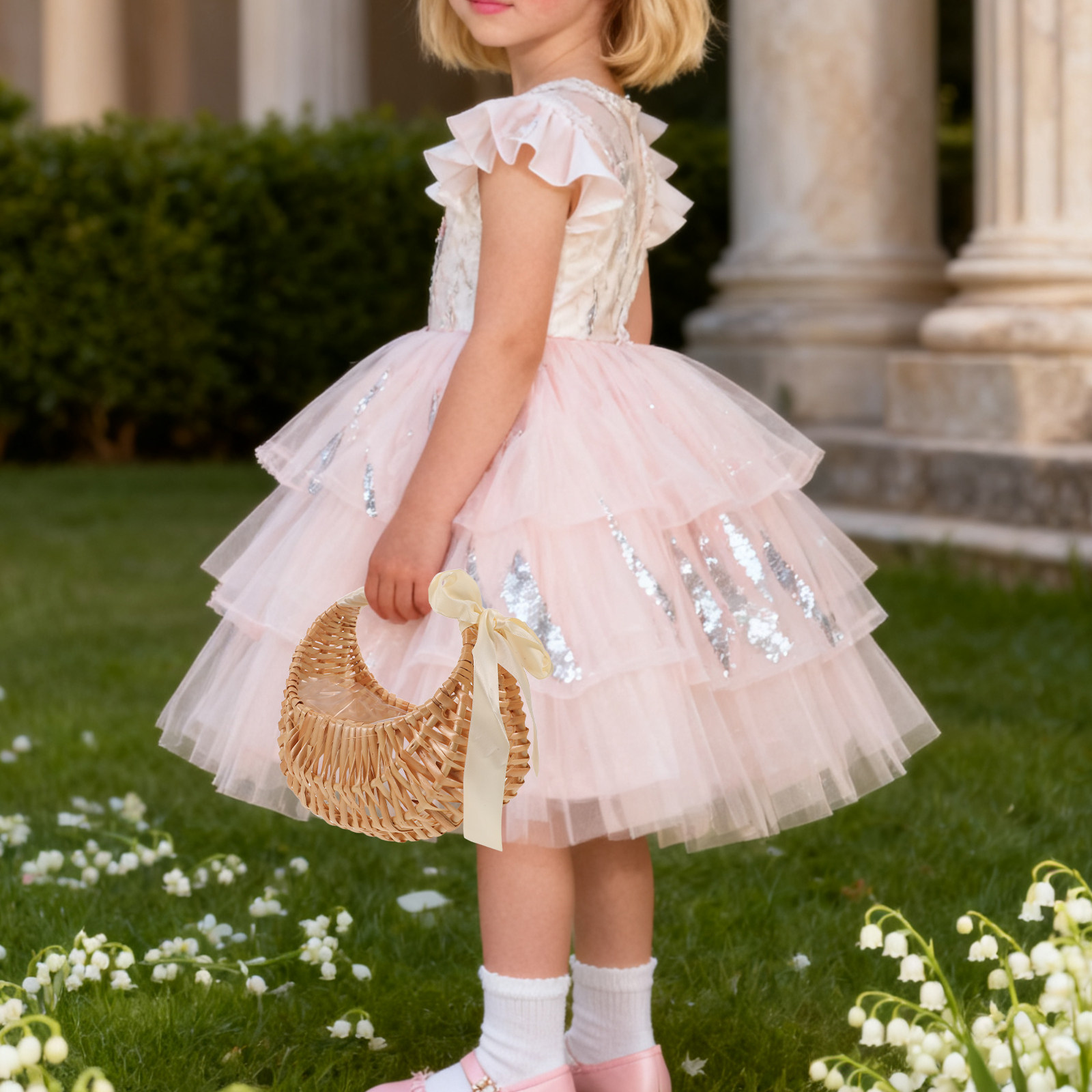 Flower Girl Basket Handmade Wo - Wedding Ceremony Supply 评论和价格
