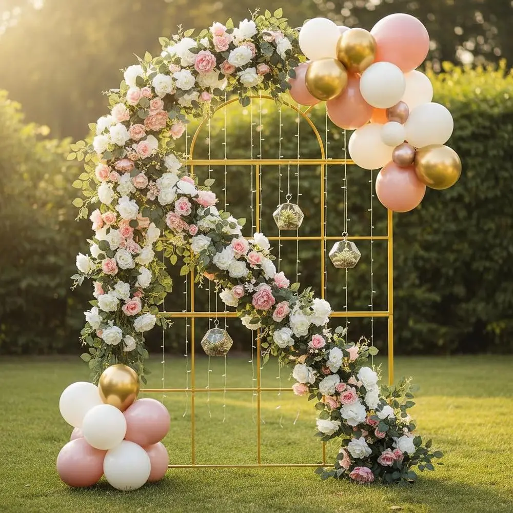 Gold Metal Wedding Arches, 6.5 - Wedding Balloon Arch 评论和价格