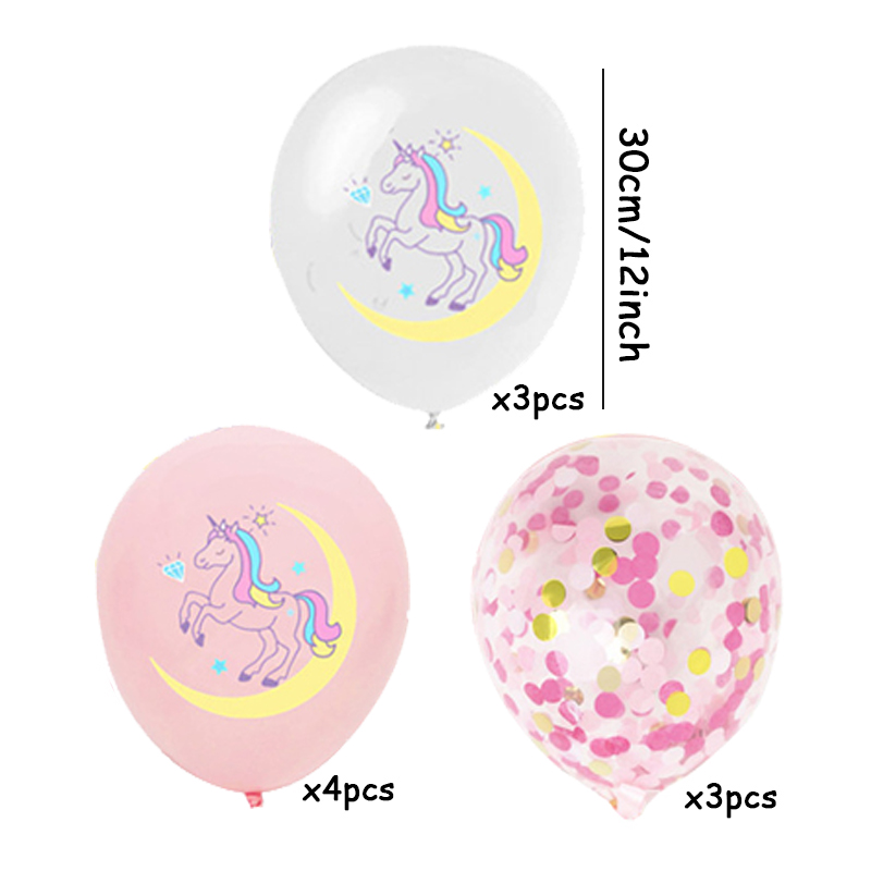10pcs/lot Cartoon Unicorn Pink - Confetti Balloon Set 评论和价格