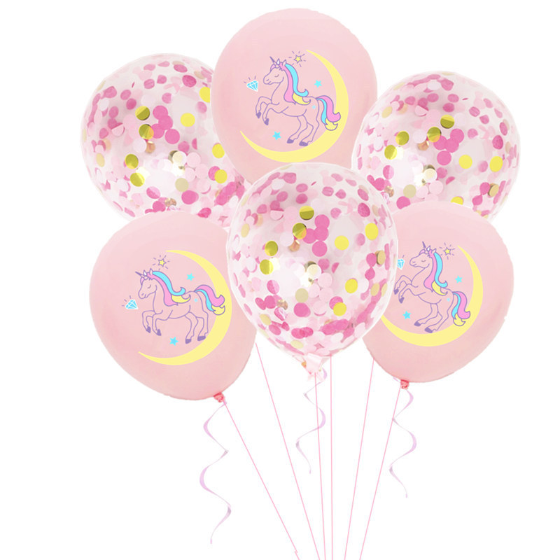 10pcs/lot Cartoon Unicorn Pink - Confetti Balloon Set 评论和价格