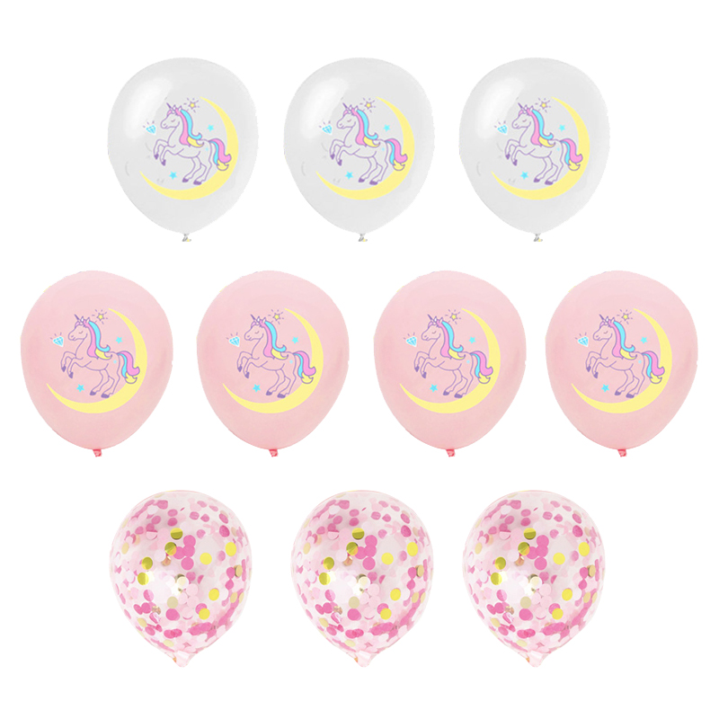 10pcs/lot Cartoon Unicorn Pink - Confetti Balloon Set 评论和价格