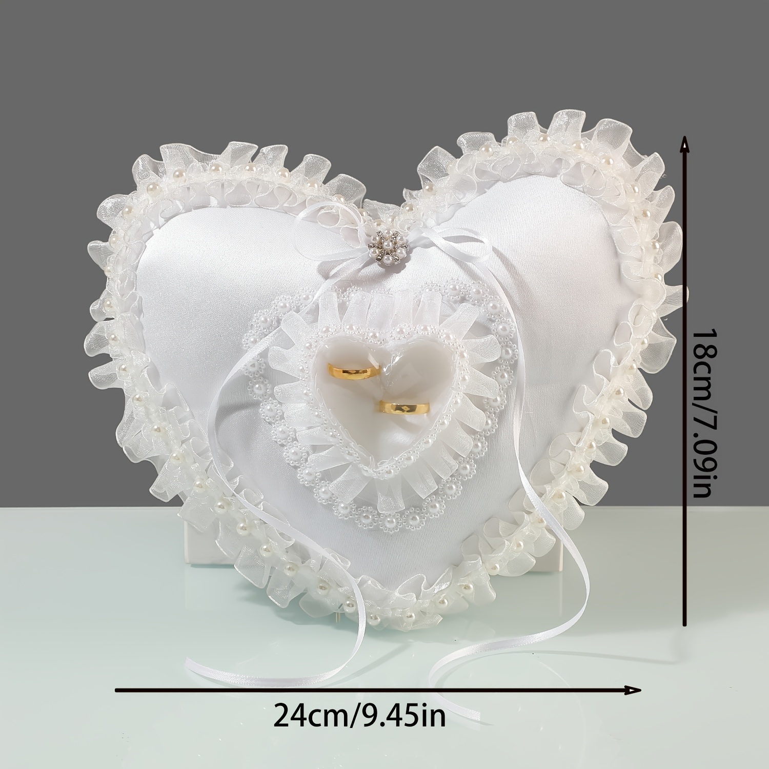 White Heart Shaped Wedding Rin - Wedding Ceremony Supply 评论和价格