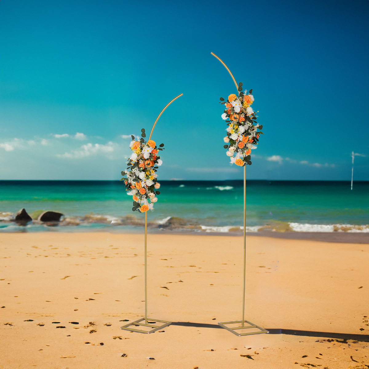 2pcs Metal Arch Backdrop Stand - Wedding Balloon Arch 评论和价格