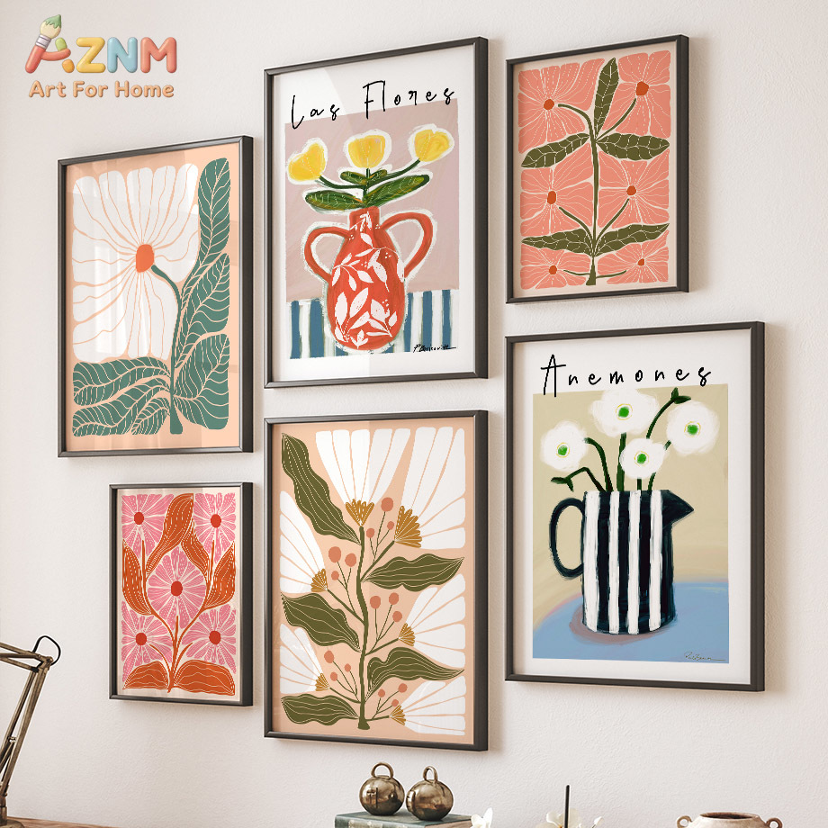 AZNM Boho Floral Canvas Wall A - Flower Girl Basket 评论和价格
