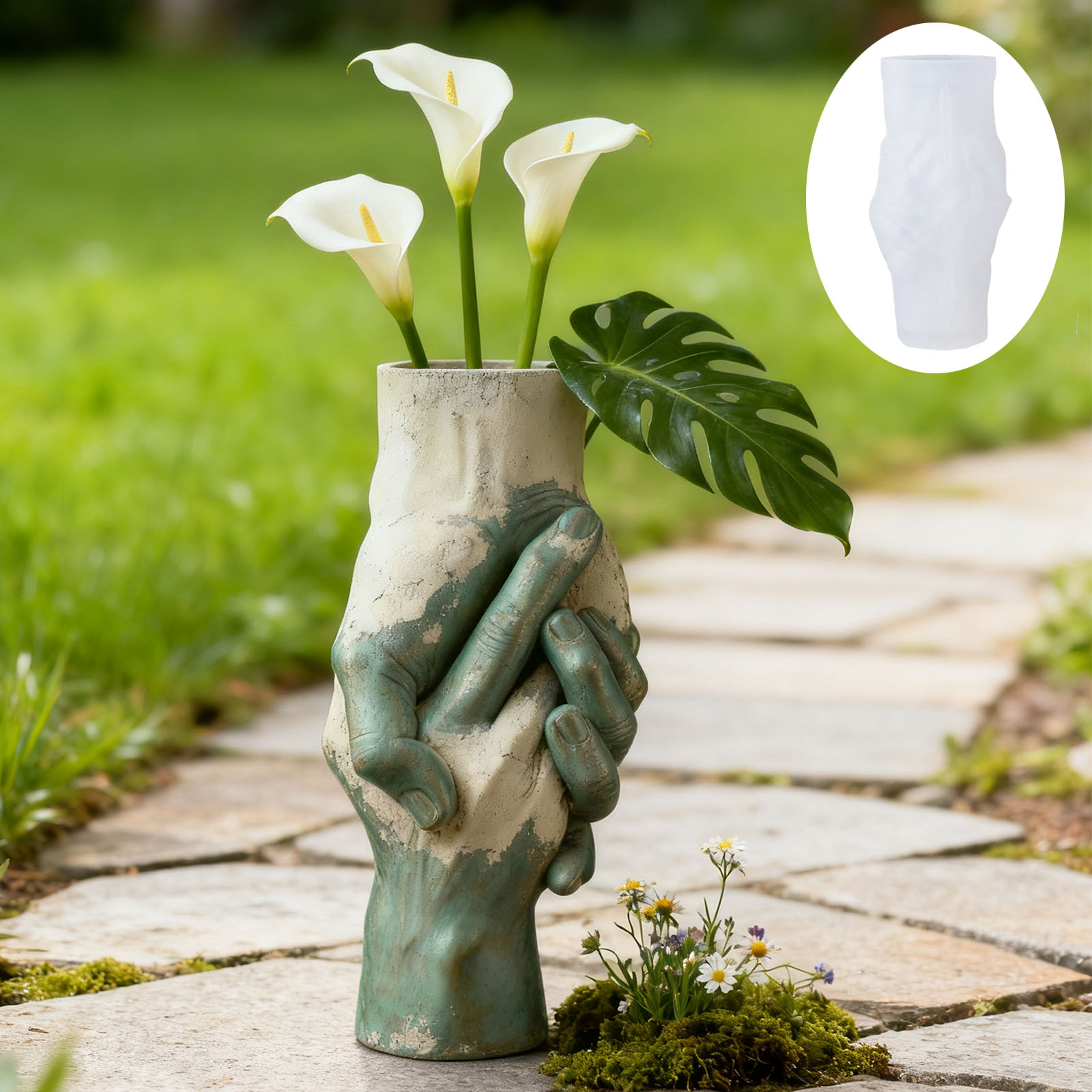 Artistic Hand-in-Hand Vase Sil - Flower Girl Basket 评论和价格