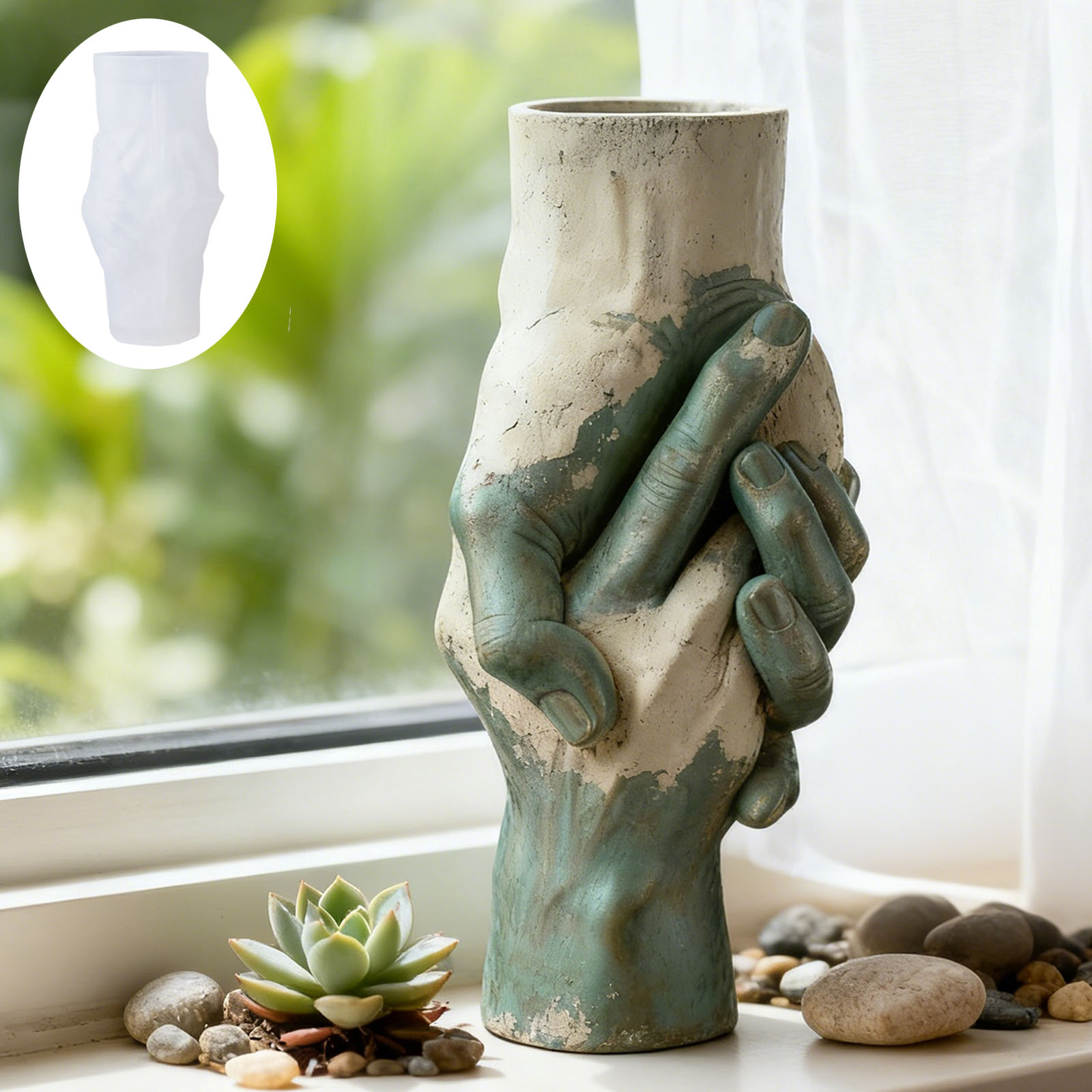 Artistic Hand-in-Hand Vase Sil - Flower Girl Basket 评论和价格