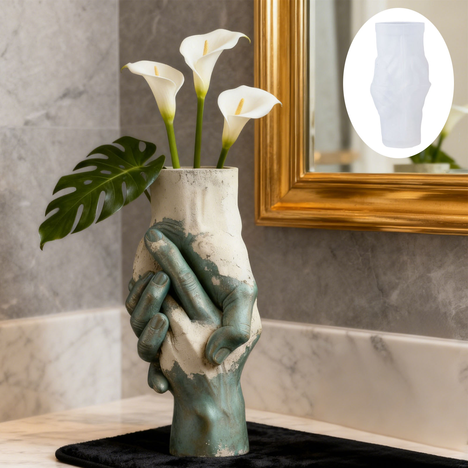 Artistic Hand-in-Hand Vase Sil - Flower Girl Basket 评论和价格